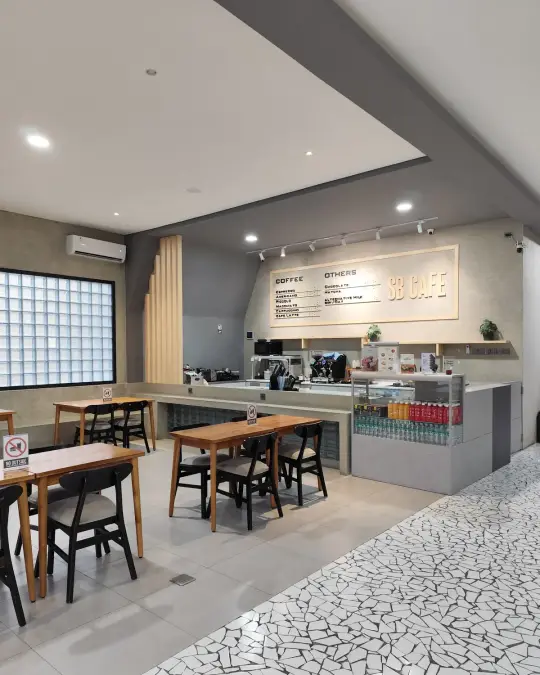 SB Café counter and tables