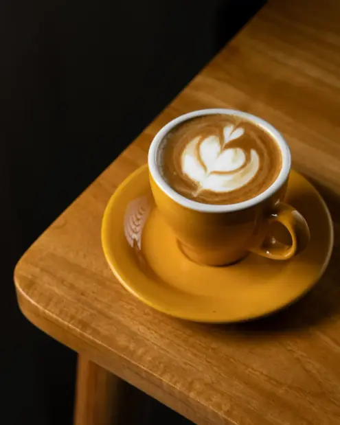 Latte on a wooden table