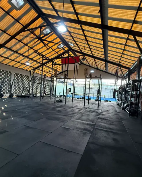 Strength and conditioning gym under the barn roof